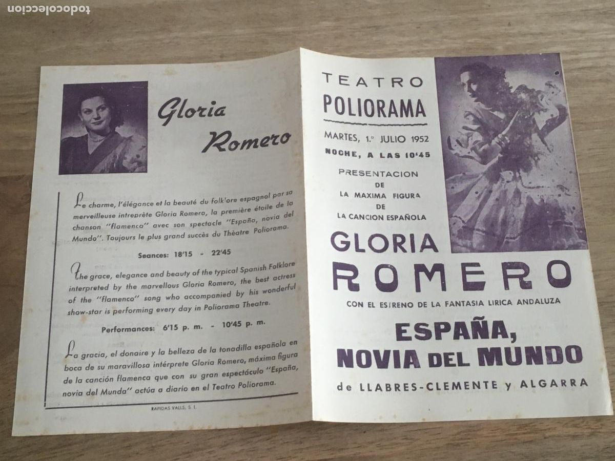 Coleccionismo de carteles: gloria romero teatro poliorama barcelona 1952 folleto programa original antiguo revista flamenco