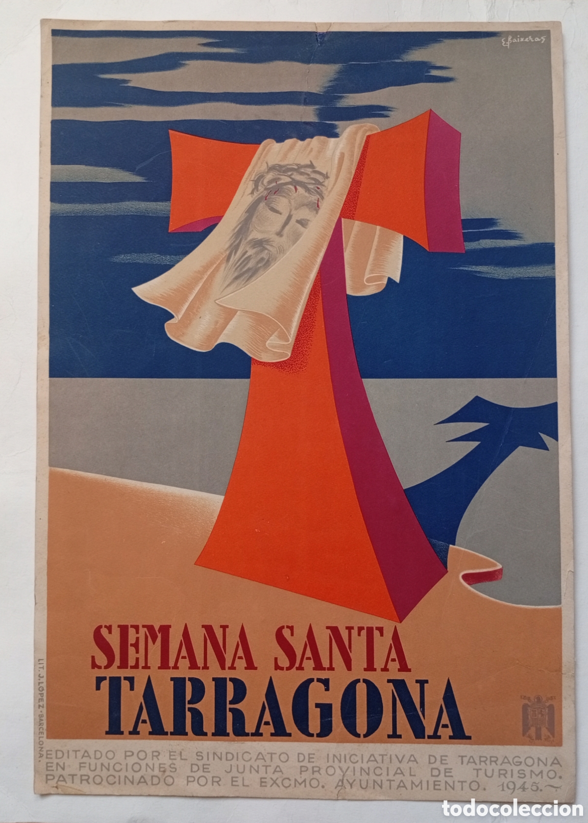 Coleccionismo de carteles: Cartel de Semana Santa de Tarragona 1945
