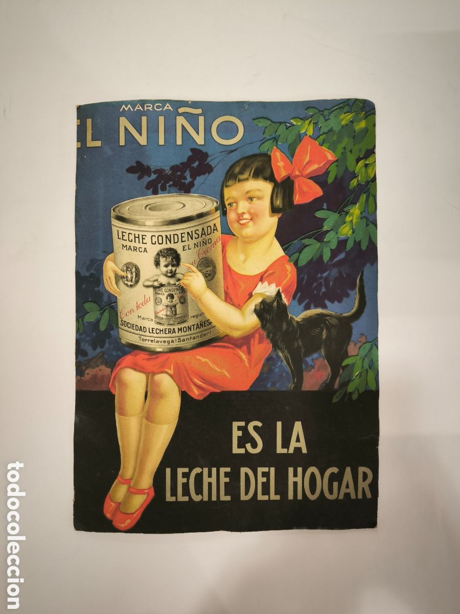 Coleccionismo de carteles: Fragmento de cartel El Ni&ntilde;o, leche condensada. Torrelavega, Santander. A&ntilde;os 30. Muy raro.