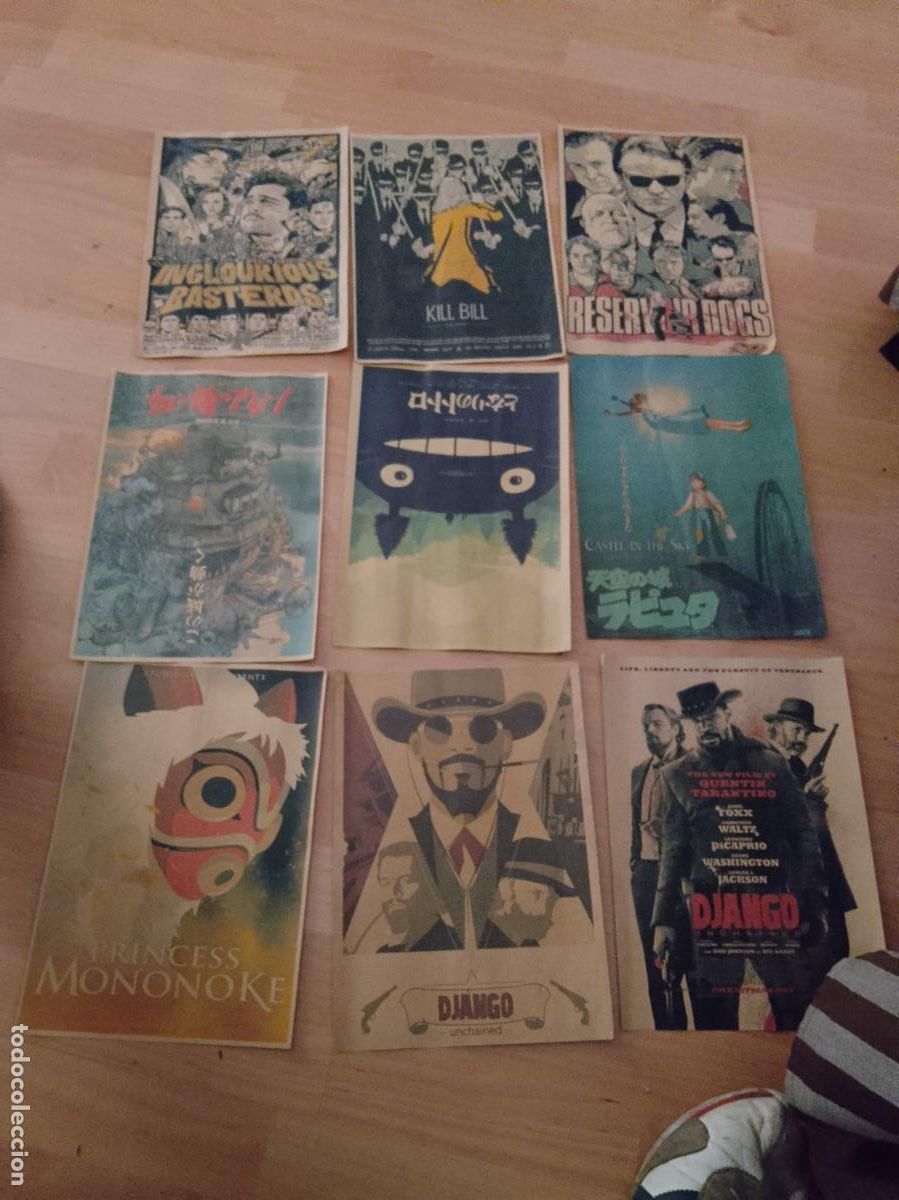 Coleccionismo de carteles: 9 carteles en cartulina Kraft de pel&iacute;culas americanas y japonesas