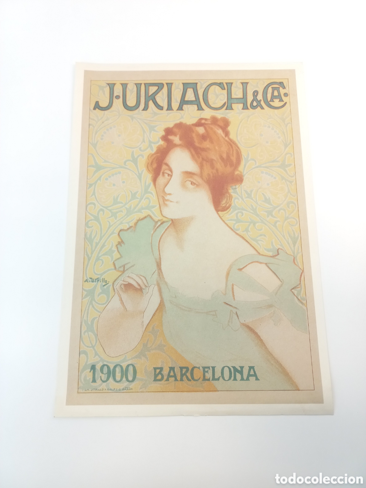 Coleccionismo de carteles: Cartel Laboratorios Uriach & C&iacute;a, Barcelona, 1900. Litograf&iacute;a.
