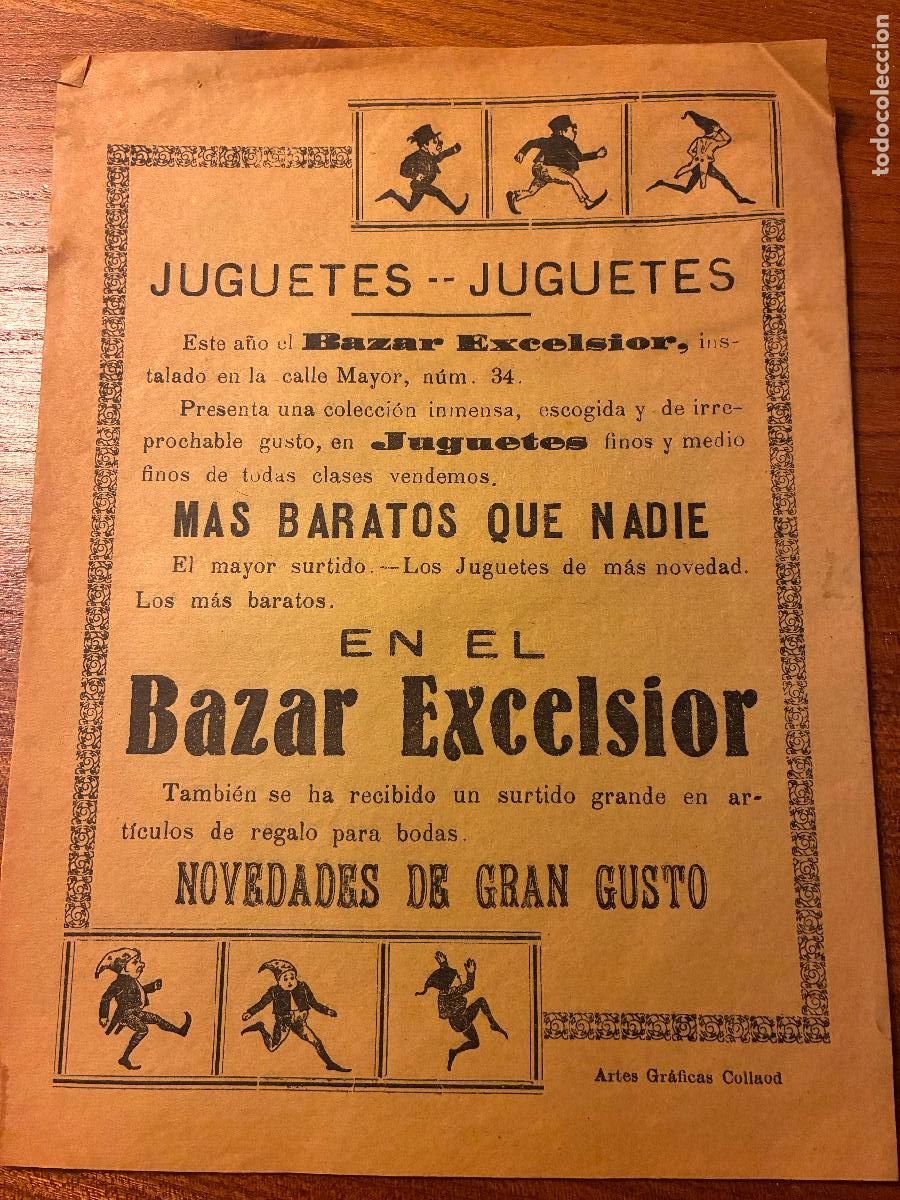 Coleccionismo de carteles: Cartelito folleto bazar Excelsior Albacete juguetes,regalos para bodas ,a&ntilde;os 40