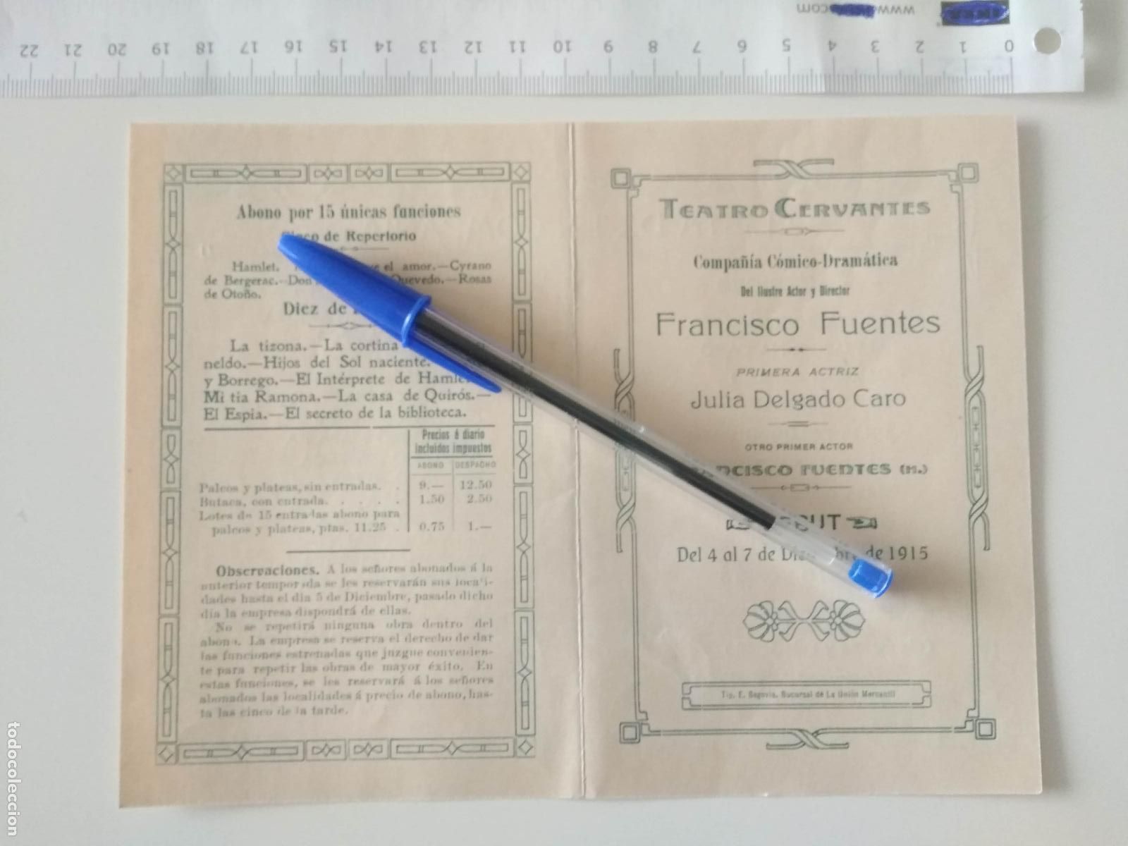 Coleccionismo de carteles: CARTEL TEATRO CERVANTES DE MALAGA 1915 COMPA&Ntilde;IA FRANCISCO FUENTES JULIA DELGADO CARO MARIA BOIXADER