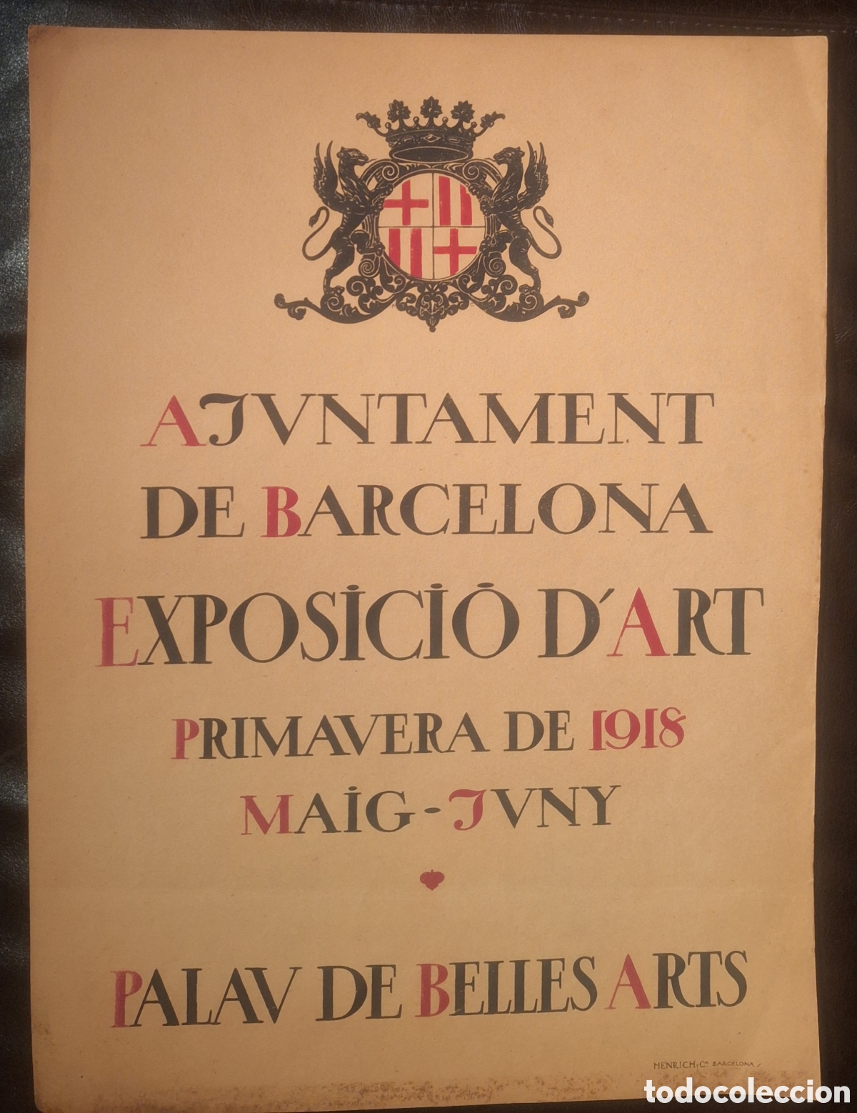 Coleccionismo de carteles: CARTEL DE L'EXPOSICI&Oacute; D'ART DE L'AJUNTAMENT DE BARCELONA DE 1918