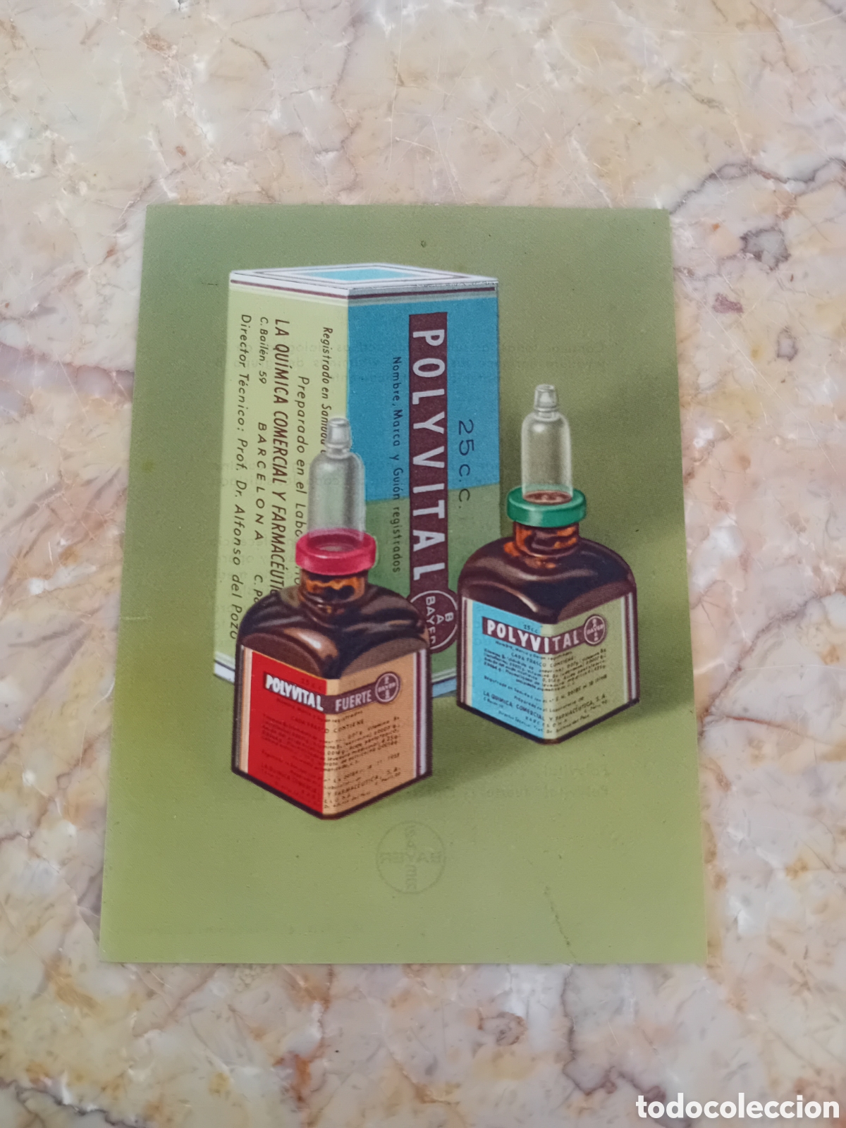 Coleccionismo de carteles: Cartelito antiguo del medicamento&nbsp;Polyvital&nbsp;de los laboratorios Bayer.&nbsp;