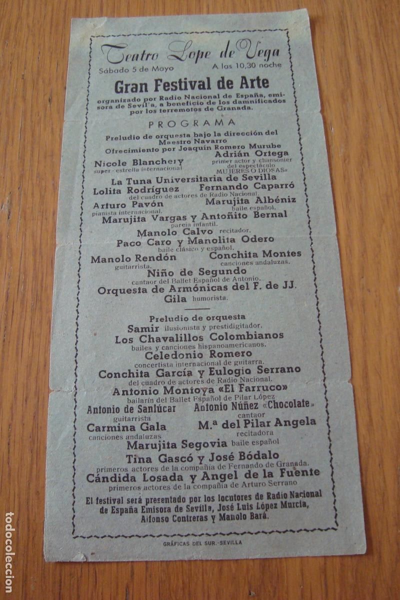 Coleccionismo de carteles: FESTIVAL VICTIMAS TERREMOTOS GRANADA. NICOLE BLANCHERY.ADRIAN ORTEGA.EL FARRUCO.NI&Ntilde;O SEGUNDO.SAMIR