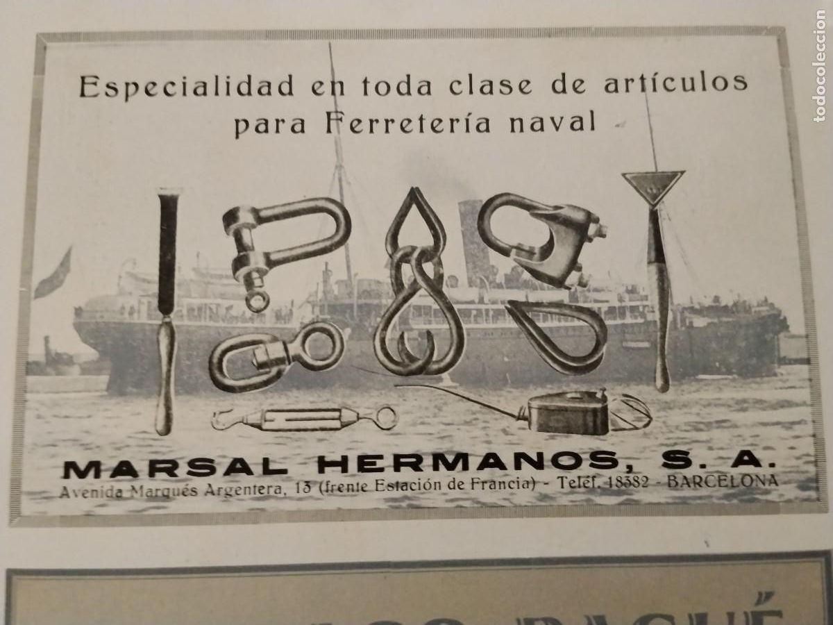 Coleccionismo de carteles: ARTICULOS FERRETERIA NAVAL MARSAL HERMANOS BARCELONA HOJA A&Ntilde;O 1931-1932