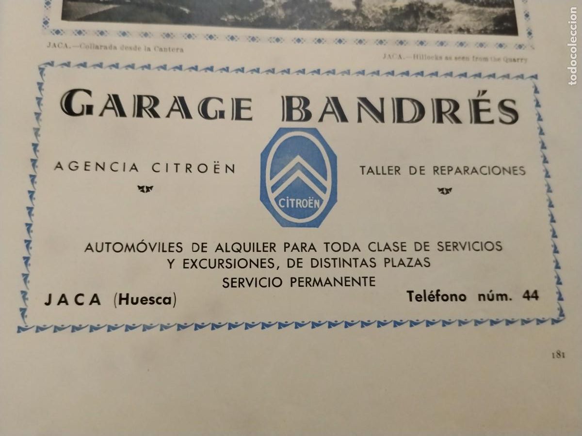 Coleccionismo de carteles: GARAGE BANDRES TALLER REPARACION AGENCIA CITROEN AUTOMOVILES JACA HOJA REVISTA A&Ntilde;O 1931-1932