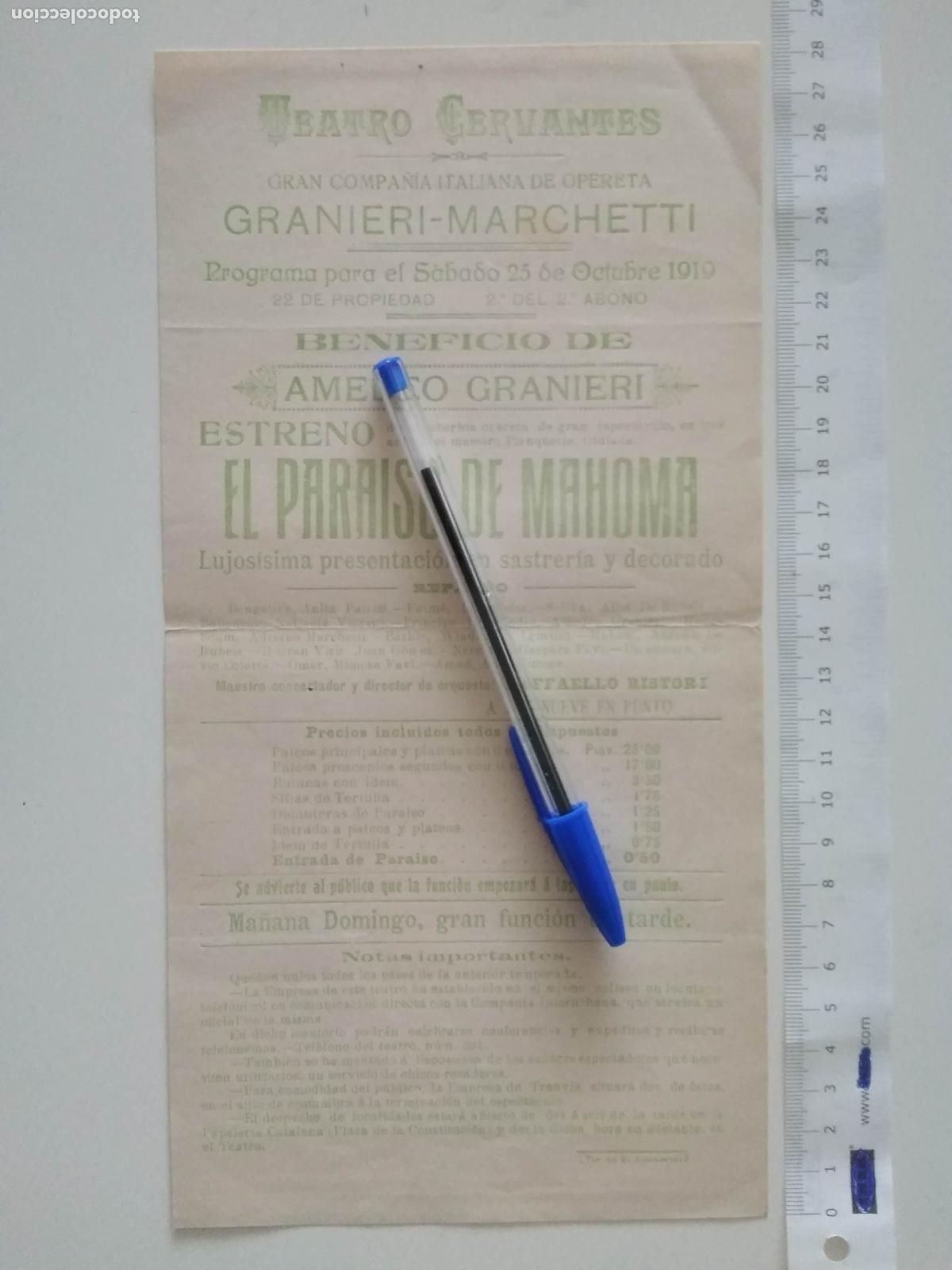Coleccionismo de carteles: CARTEL TEATRO CERVANTES DE MALAGA 1919 COMPA&Ntilde;IA BENITO LOPEZ RUANO EMILIO DUVAL AMADEO GRANIERI