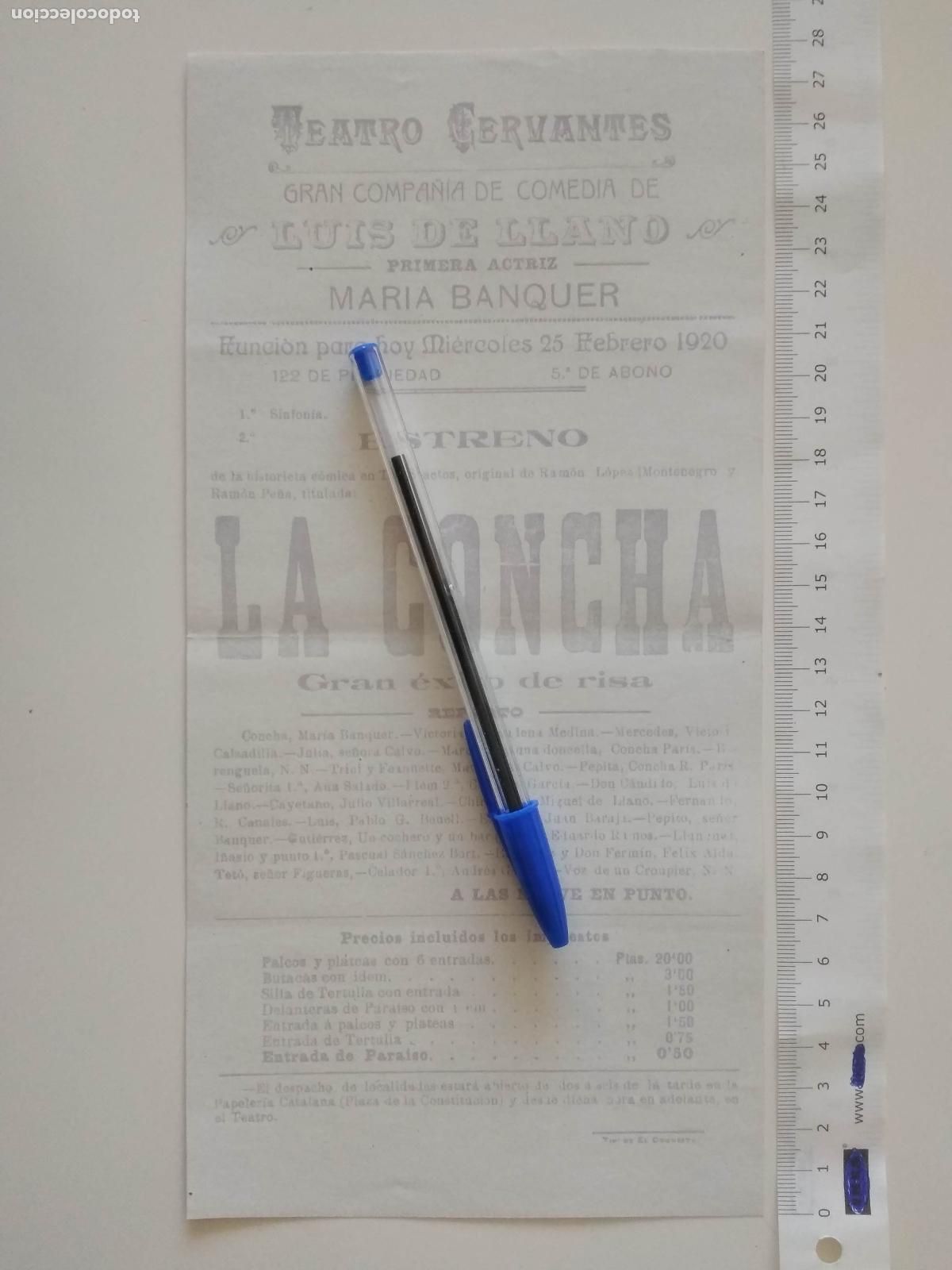 Coleccionismo de carteles: CARTEL TEATRO CERVANTES DE MALAGA 1920 COMPA&Ntilde;IA LUIS DE LLANO MARIA BANQUER LA CONCHA CALVO MEDINA