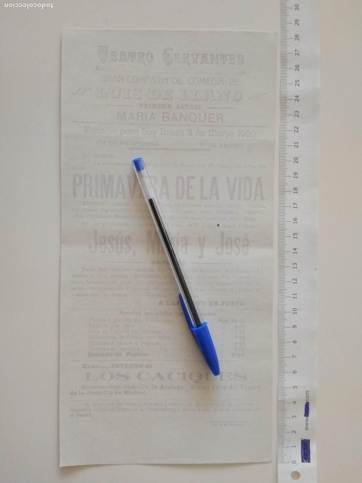 Coleccionismo de carteles: CARTEL TEATRO CERVANTES DE MALAGA 1920 COMPA&Ntilde;IA LUIS DE LLANO MARIA BANQUER PRIMAVERA DE LA VIDA