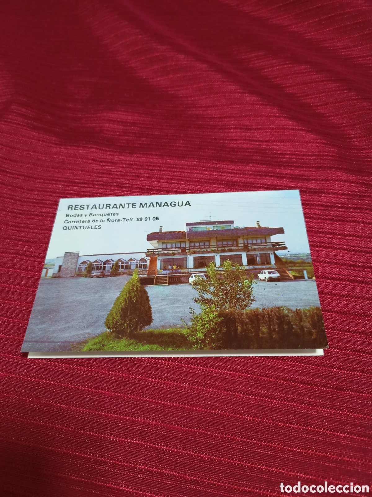 Coleccionismo de carteles: Antigua tarjeta de boda . Restaurante Managua .Quintueles - Asturias.