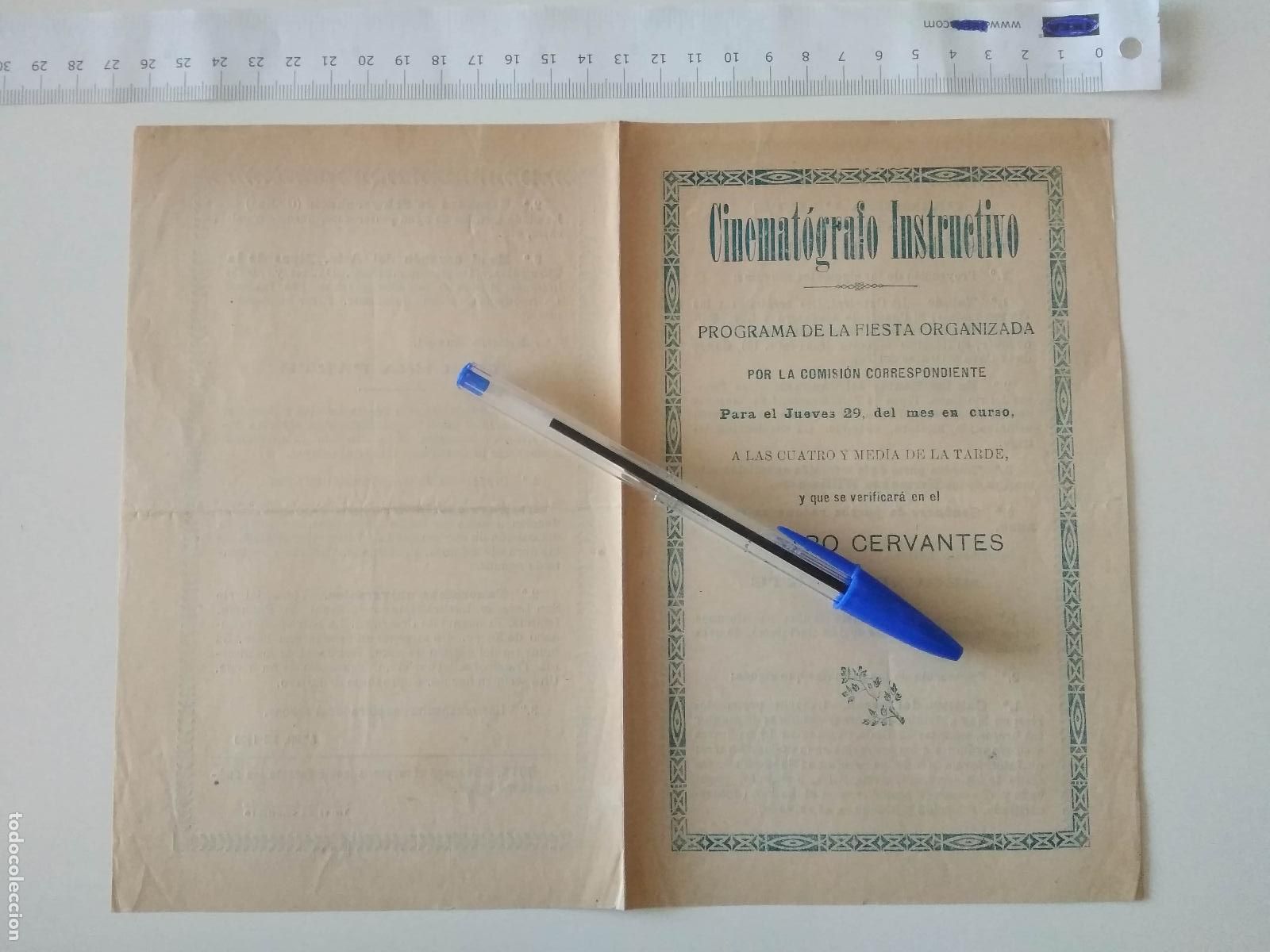 Coleccionismo de carteles: CARTEL TEATRO CERVANTES DE MALAGA 1920 CINEMATOGRAFO INSTRUCTIVO PROGRAMA DE LA FIESTA