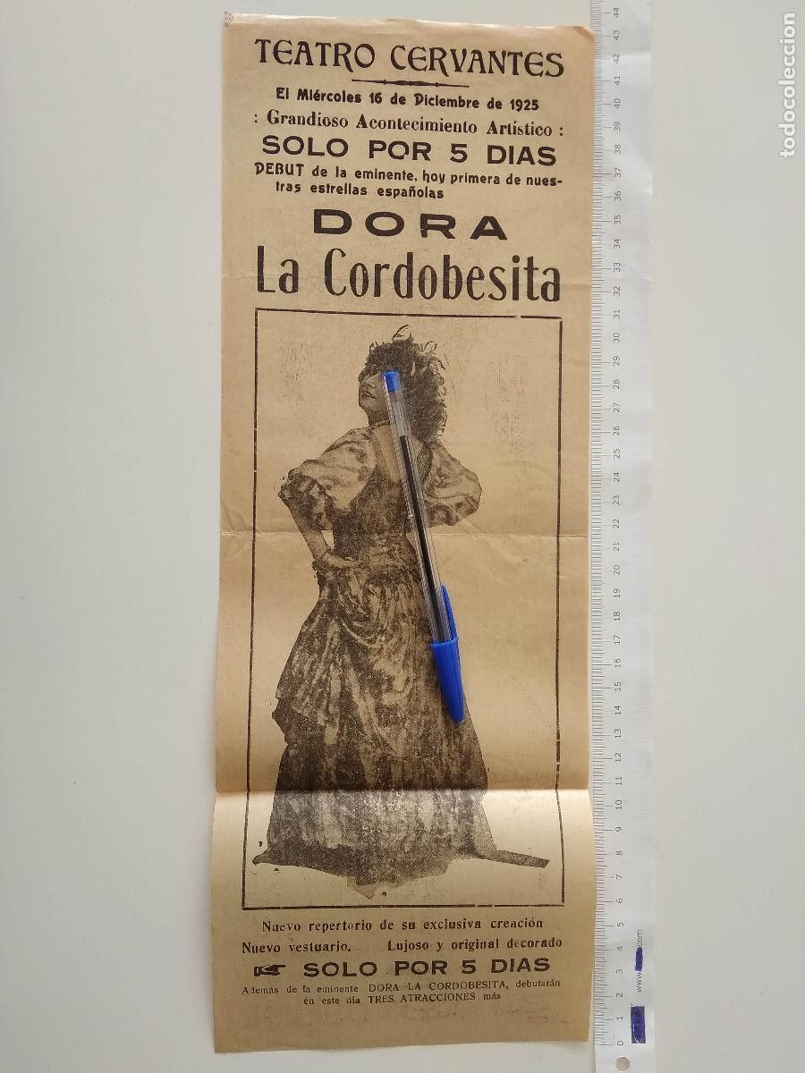 Coleccionismo de carteles: CARTEL TEATRO CERVANTES DE MALAGA 1925 DEBUT DE DORA LA CORDOBESITA