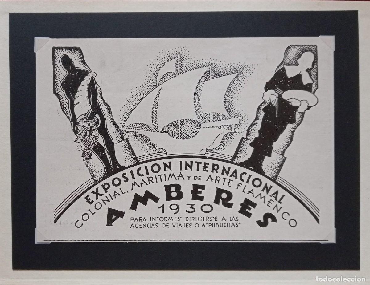 Colecionismo de cartazes: EXPOSICION INTERNACIONAL - PUBLICIDAD ORIGINAL - AMBERES 1930 / 22 x 15 Cm.