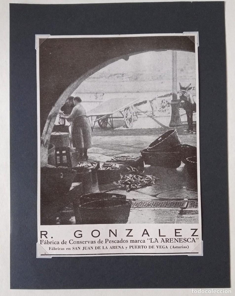Coleccionismo de carteles: ASTURIAS, 1940 - R. GONZALEZ - CONSERVAS DE PESCADO &rdquo; LA ARENESCA &rdquo; - V&Eacute;RTICE / ORIGINAL 17 x 12 Cm.