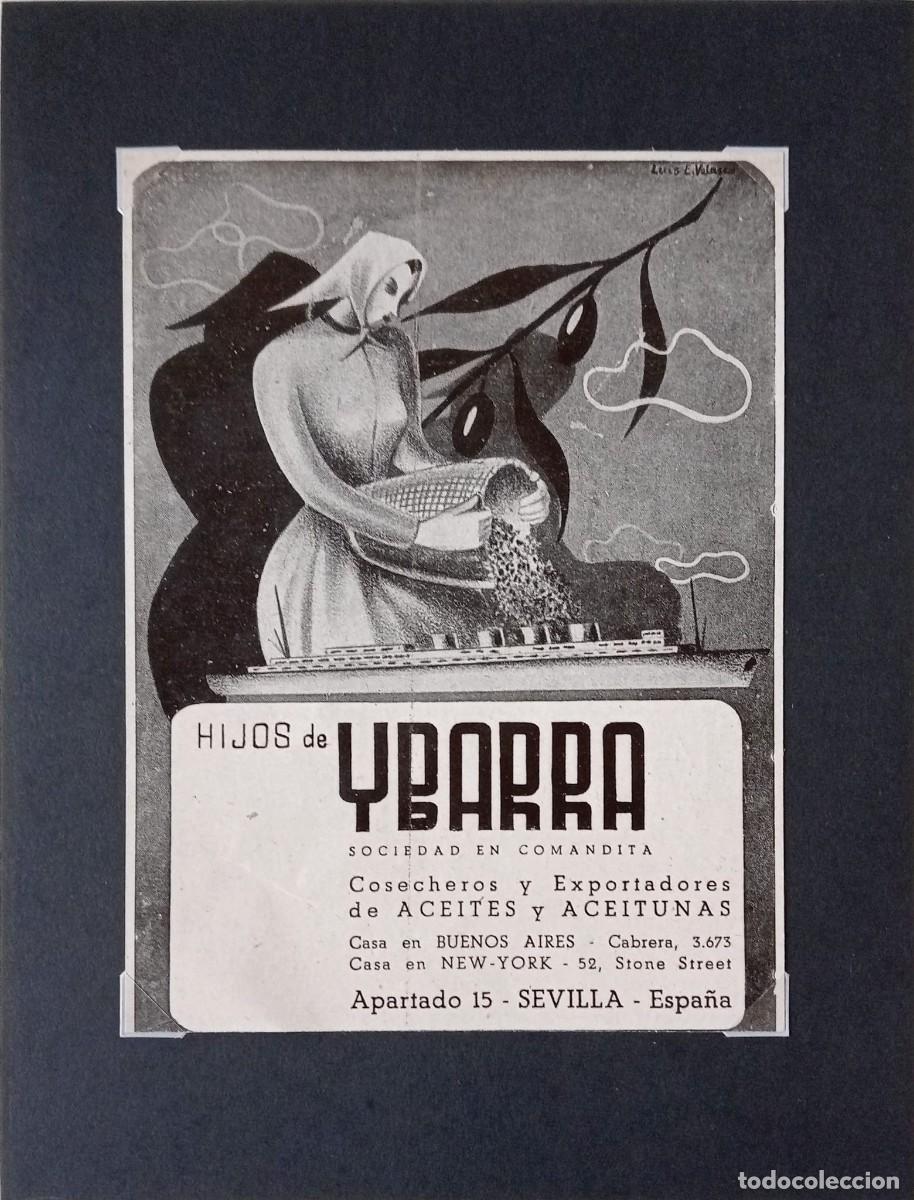 Coleccionismo de carteles: SEVILLA, 1940 - HIJOS DE YBARRA - ACEITES Y ACEITUNAS - V&Eacute;RTICE / ORIGINAL 17 x 12 Cm.