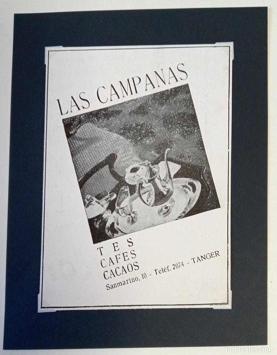 Coleccionismo de carteles: T&Aacute;NGER, 1940 - LAS CAMPANAS - T&Eacute;, CAF&Eacute;, CACAOS - PUBLICIDAD ORIGINAL EJ&Eacute;RCITO 16,5 x 12 Cm.