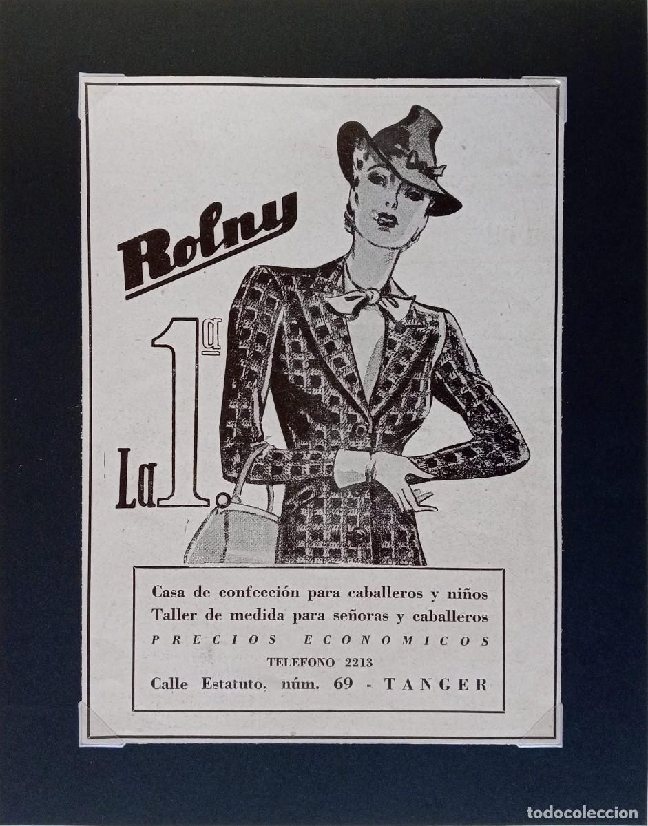 Coleccionismo de carteles: T&Aacute;NGER, 1940 - ROLNY LA 1&ordf;, CONFECCI&Oacute;N A MEDIDA - PUBLICIDAD ORIGINAL EJ&Eacute;RCITO 16,5 x 12 Cm.