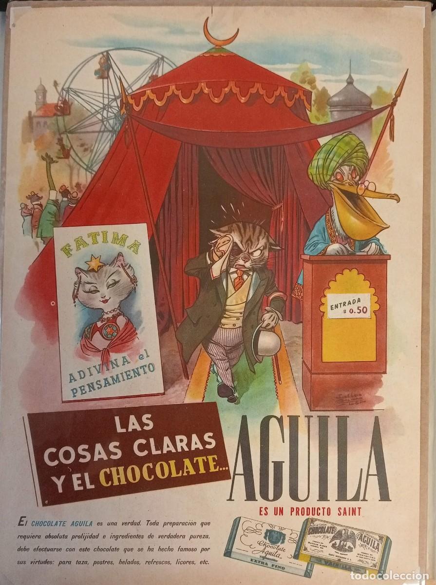 Coleccionismo de carteles: ARGENTINA, 1946 - CHOCOLATE AGUILA - PUBLICIDAD ORIGINAL, PARA T&Iacute; 30 x 21,5 Cm.