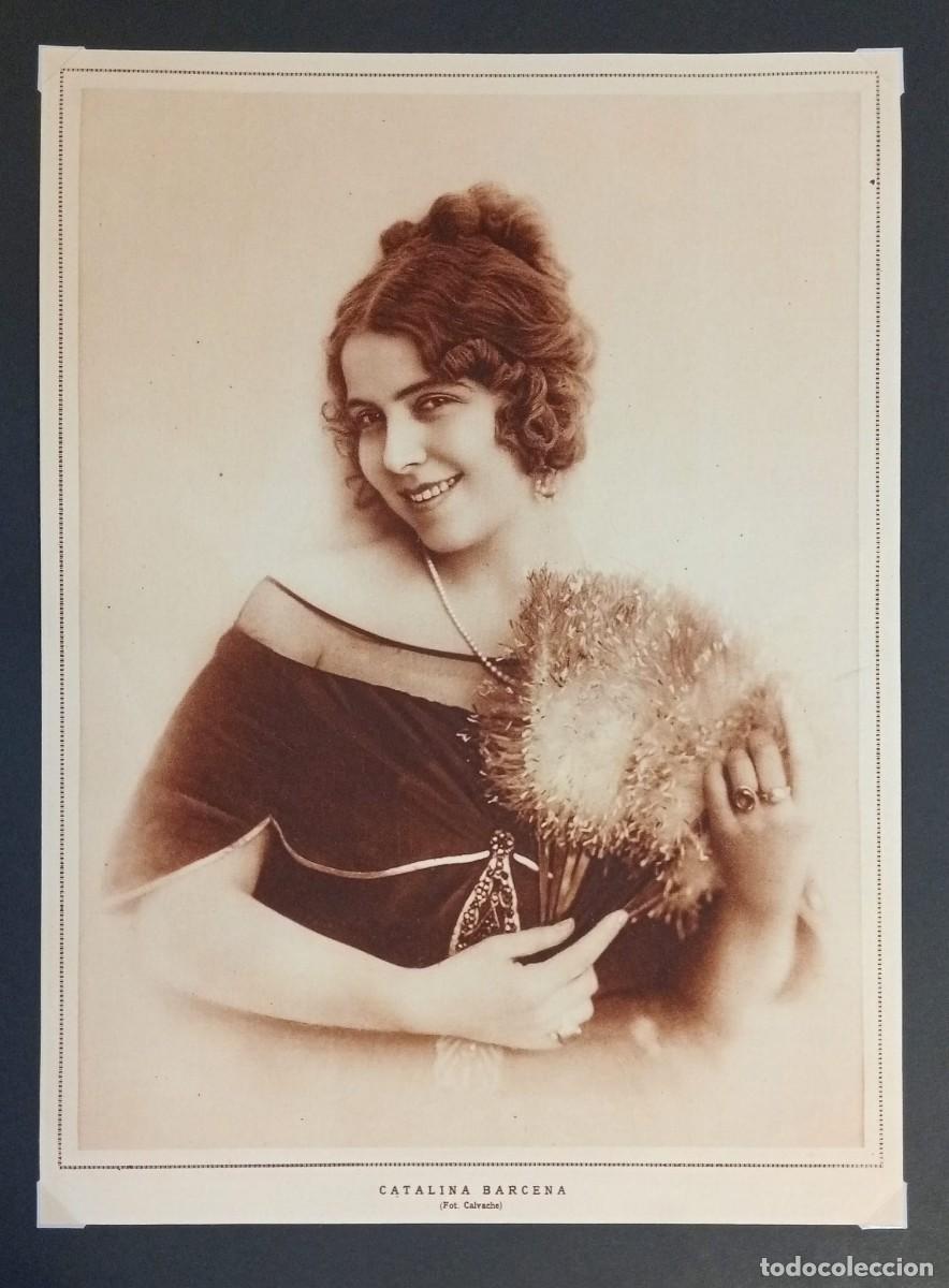 Coleccionismo de carteles: CATALINA BARCENA - 1929 - FOTO CALVACHE - PUBLICIDAD ORIGINAL, LA ESFERA 28 x 20,5 Cm.