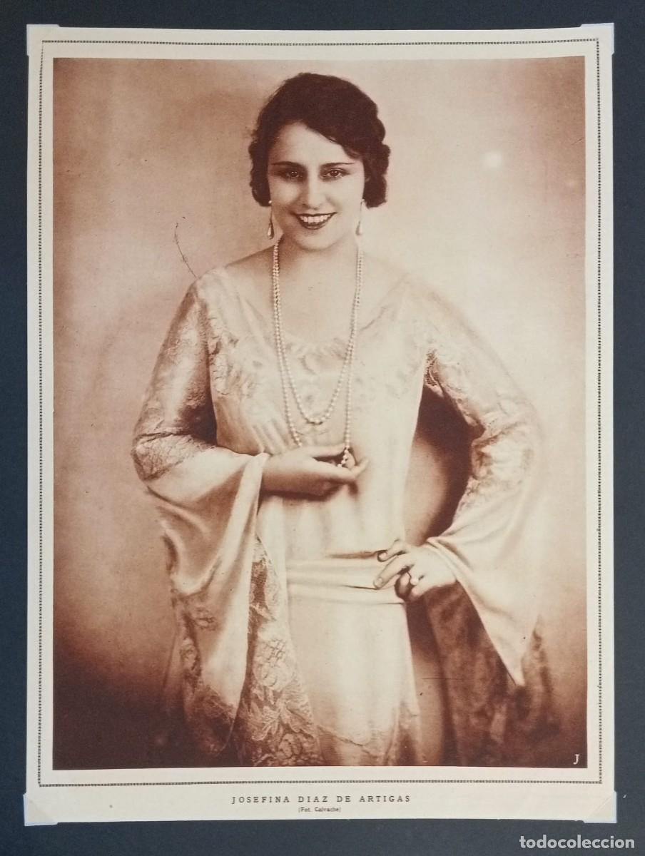 Coleccionismo de carteles: JOSEFINA D&Iacute;AZ DE ARTIGAS - 1929 - F. CALVACHE - PUBLICIDAD ORIGINAL LA ESFERA, 28 x 20,5 Cm.