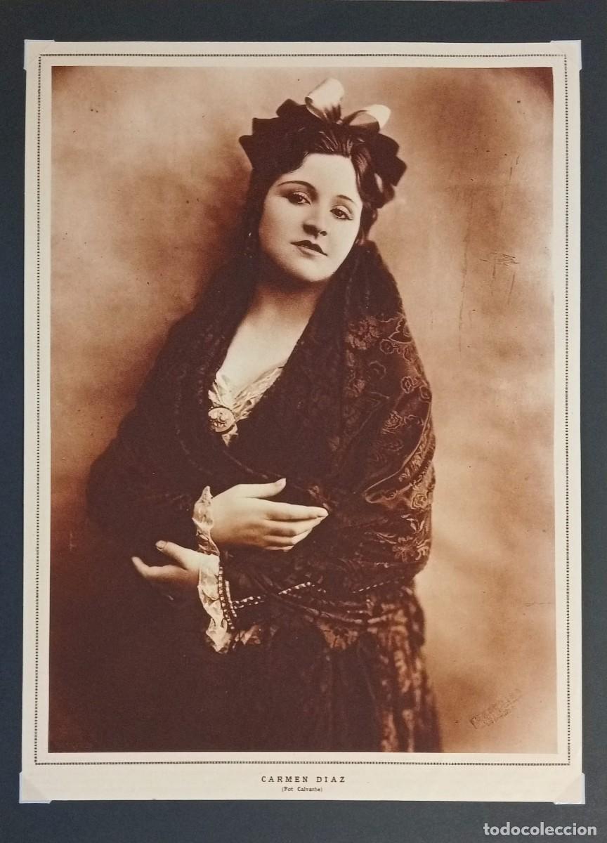 Coleccionismo de carteles: CARMEN D&Iacute;AZ - 1929 - F. CALVACHE - PUBLICIDAD ORIGINAL LA ESFERA, 28 x 20,5 Cm.