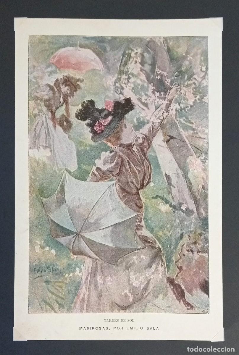 Coleccionismo de carteles: EMILIO SALA, 1900 - MARIPOSAS, TARDES DE SOL - PUBLICADO EN BLANCO Y NEGRO - ORIGINAL 26,5 x 17 Cm.