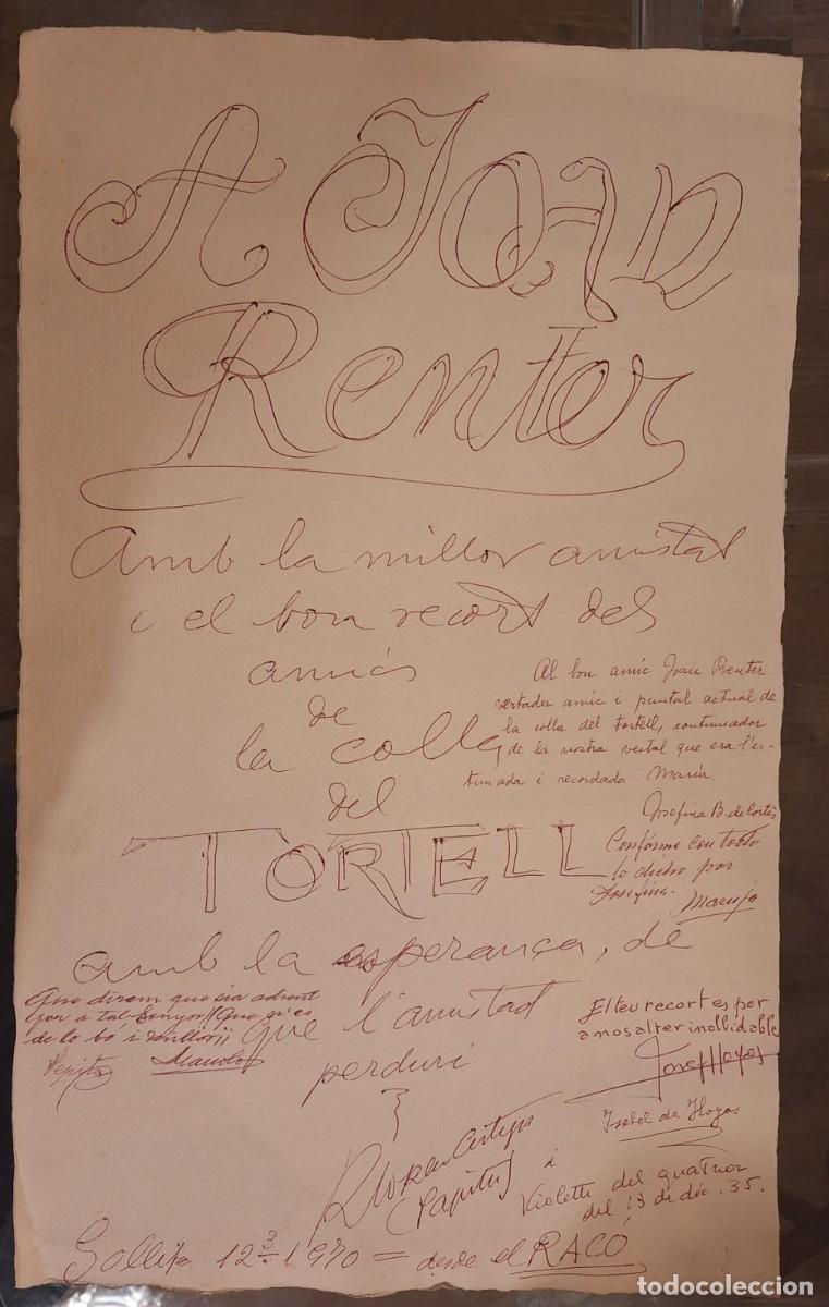 Coleccionismo de carteles: Cartel a Joan Renter, de la Colla del Tortell