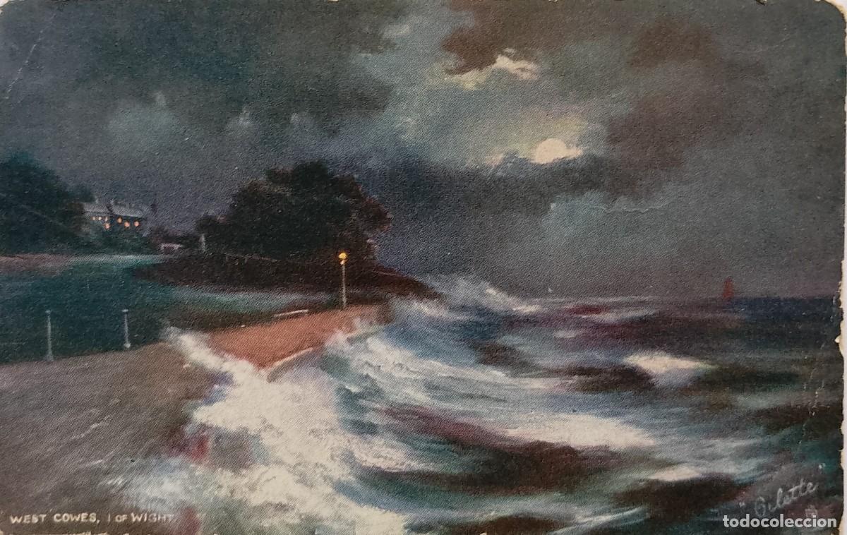 Coleccionismo de carteles: TARJETA CON PINTURA DE WEST COWES ISLA DE MAN