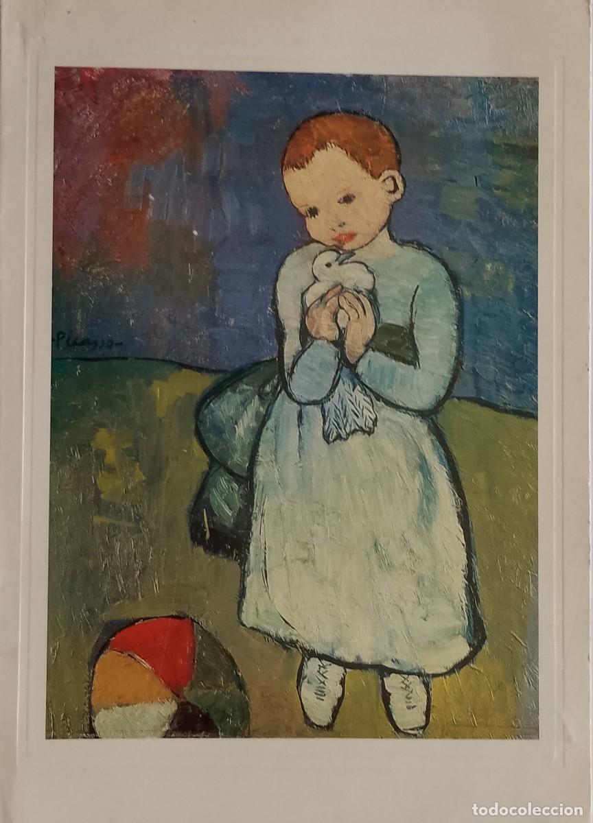 Coleccionismo de carteles: CARTULINA CON PINTURA DE PICASSO NI&Ntilde;O CON PALOMA NATIONAL GALLERY LONDRES