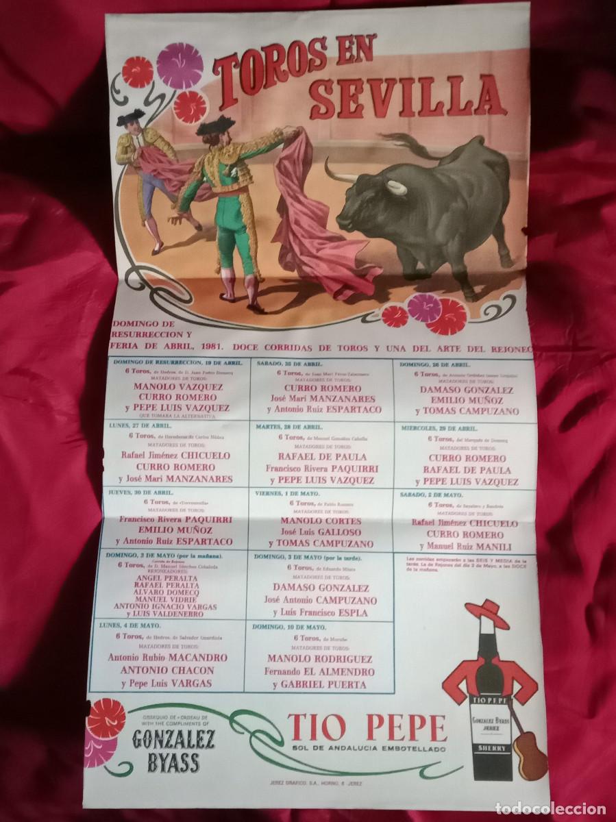 Coleccionismo de carteles: Cartel - Toros en Sevilla - Domingo de Resurrecci&oacute;n y Feria de Abril, 1981 - 12 Corridas de Toros.