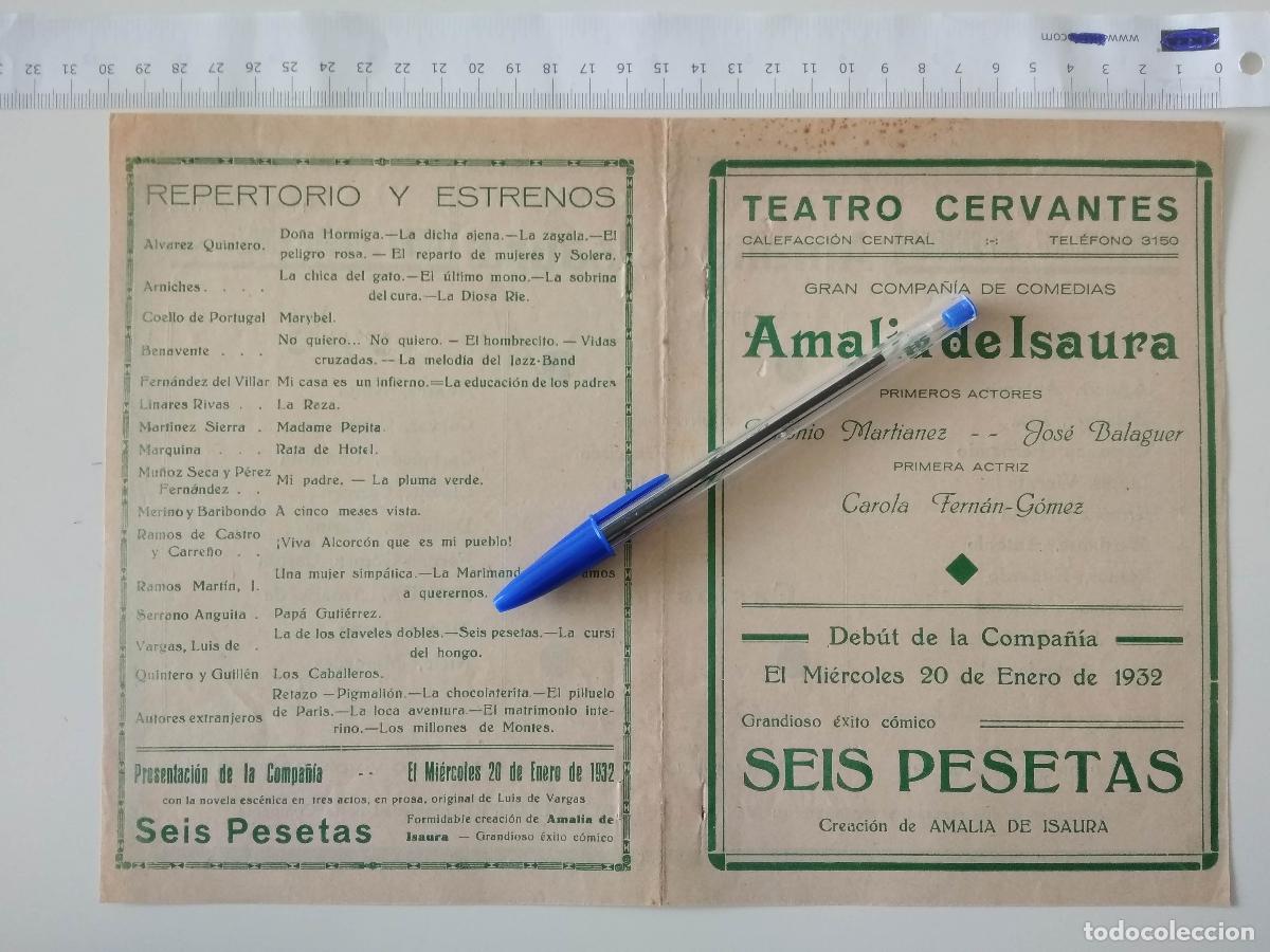 Coleccionismo de carteles: CARTEL TEATRO CERVANTES DE MALAGA 1932 COMPA&Ntilde;IA AMALIA ISAURA CAROLA FERNAN GOMEZ JOSE BALAGUER
