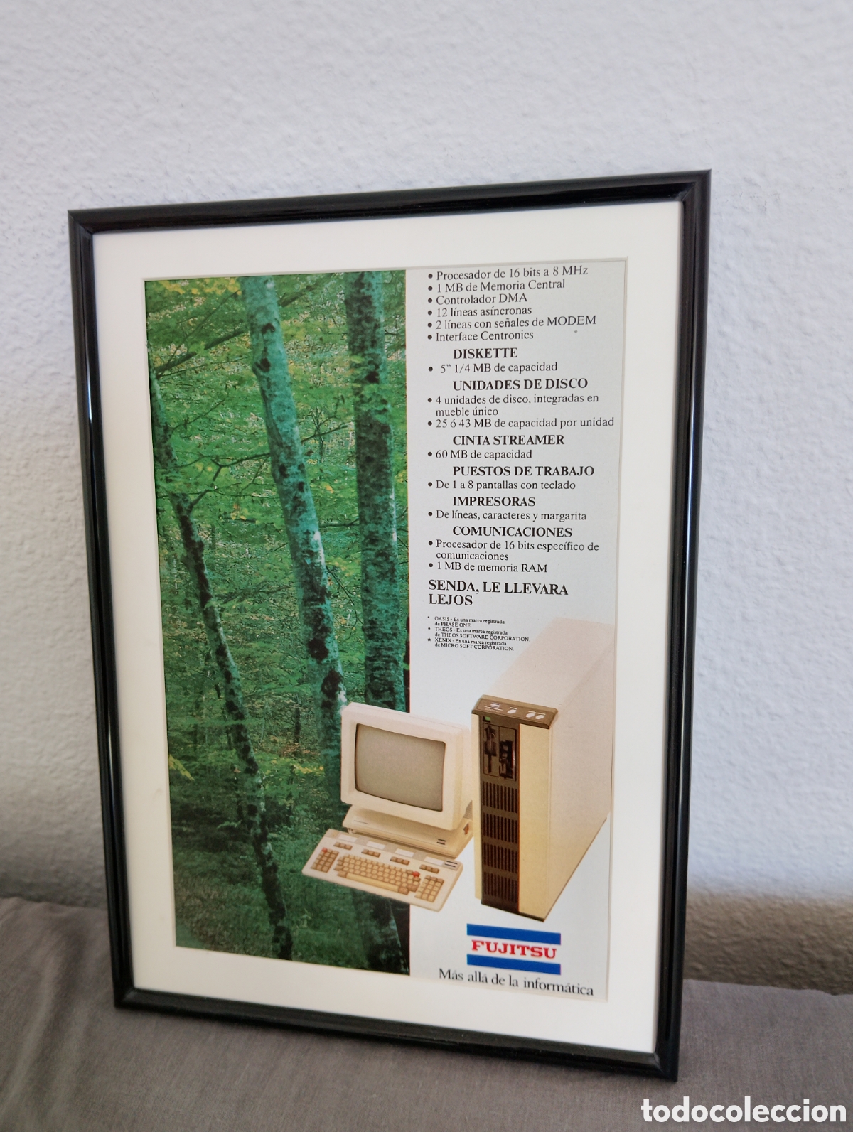 Coleccionismo de carteles: Fujitsu cuadro publicidad vintage a&ntilde;os 80 inform&aacute;tica