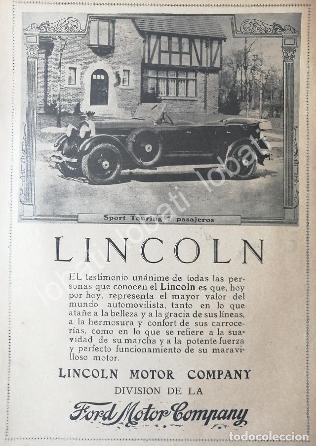 Sammeln von Plakaten: CARTEL ANTIGUO ORIGINAL DE AUTOS FORD LINCOLN SPORT TOURING 1920 /538 MUY RARO