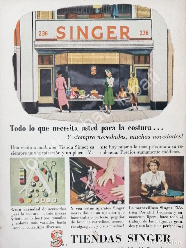 Collectionnisme d'affiches: CARTEL ANTIGUO ORIGINAL DE MINI CARTEL. MAQUINAS DE COSER SINGER 1940s 50s /227