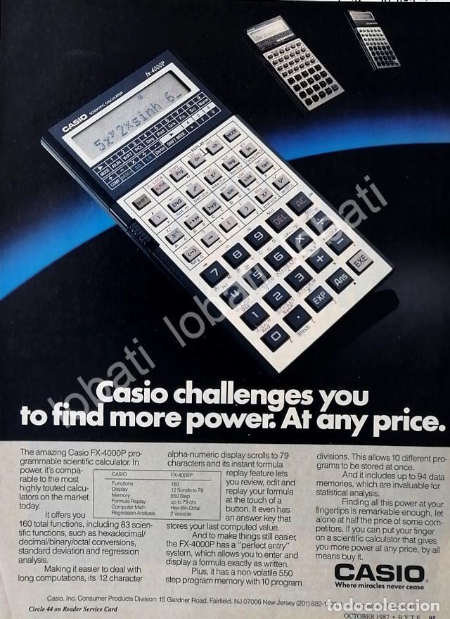 Collectionnisme d'affiches: CARTEL ANTIGUO ORIGINAL DE CALCULADORA CASIO FX-4000P 1987 /267