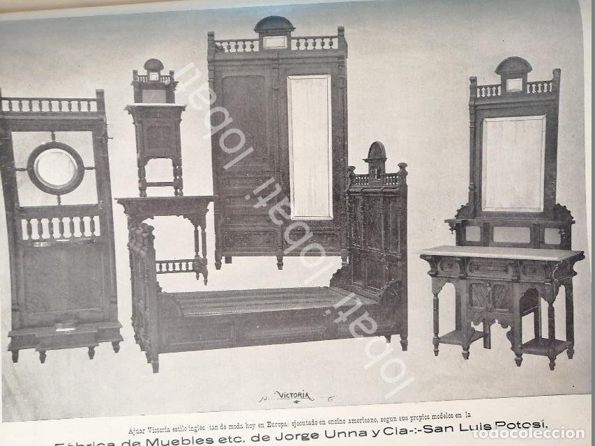 Collectionnisme d'affiches: CARTEL ANTIGUO ORIGINAL DE FABRICA DE MUEBLES MUEBLES JORGE UNNA 1898. RECAMARA VICTORIA / SAN LUIS