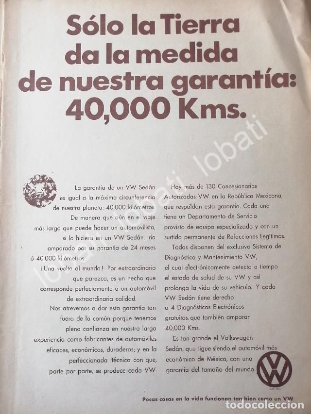 Poster collecting: CARTEL ANTIGUO ORIGINAL DE AUTOS VOLKSWAGEN Y SU GARANTIA 40,000 KM 1973 /647