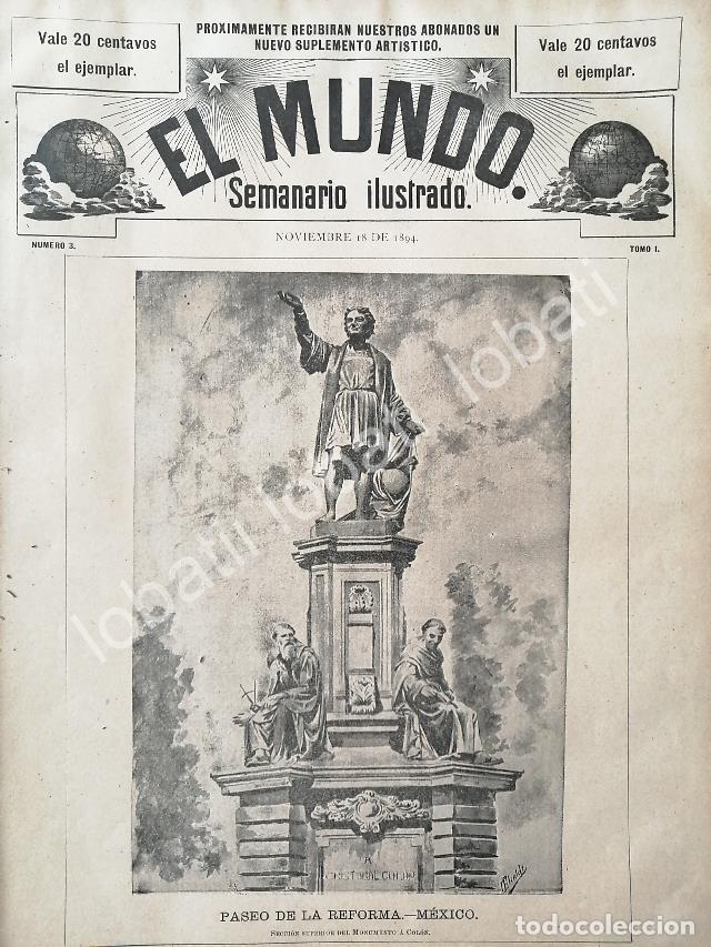 Poster collecting: PORTADA ANTIGUA ORIGINAL 1894 MONUMENTO A COLON PASEO DE LA REFORMA / LDM
