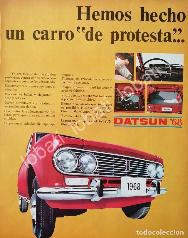Poster collecting: CARTEL ANTIGUO ORIGINAL DE AUTOS PICKUP NISSAN DATSUN BLUEBIRD 1968 / 808