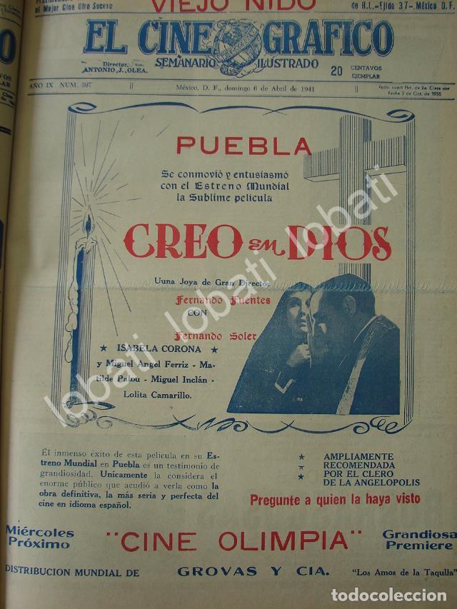 Collectionnisme d'affiches: CARTEL ANTIGUO ORIGINAL DE ESTRENO. PELICULA CREO EN DIOS 1941 CINE OLIMPIA /84