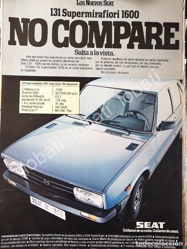 Collectionnisme d'affiches: CARTEL ANTIGUO ORIGINAL DE AUTOS SEAT 131 SUPERMIRAFIORI 1600 1982 / 850