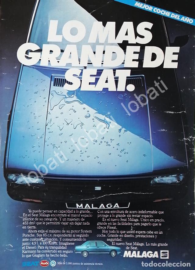 Collectionnisme d'affiches: CARTEL ANTIGUO ORIGINAL DE AUTOS SEAT MALAGA 1984 / 849