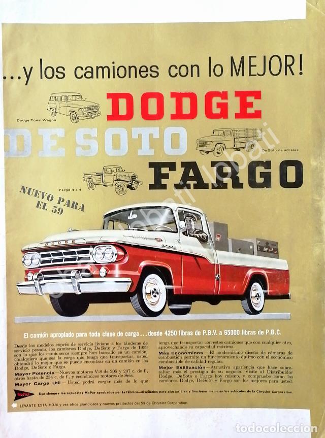 Poster collecting: CARTEL ANTIGUO ORIGINAL DE AUTOS. PICKUP FARGO 1959 /751