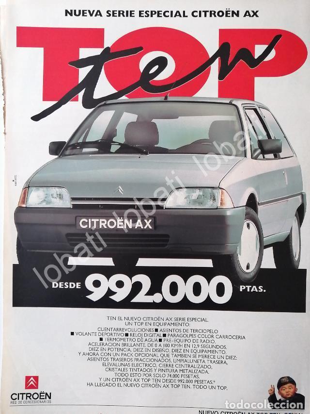 Poster collecting: CARTEL ANTIGUO ORIGINAL DE DE AUTOS CITROEN AX DIESEL 1989 /888