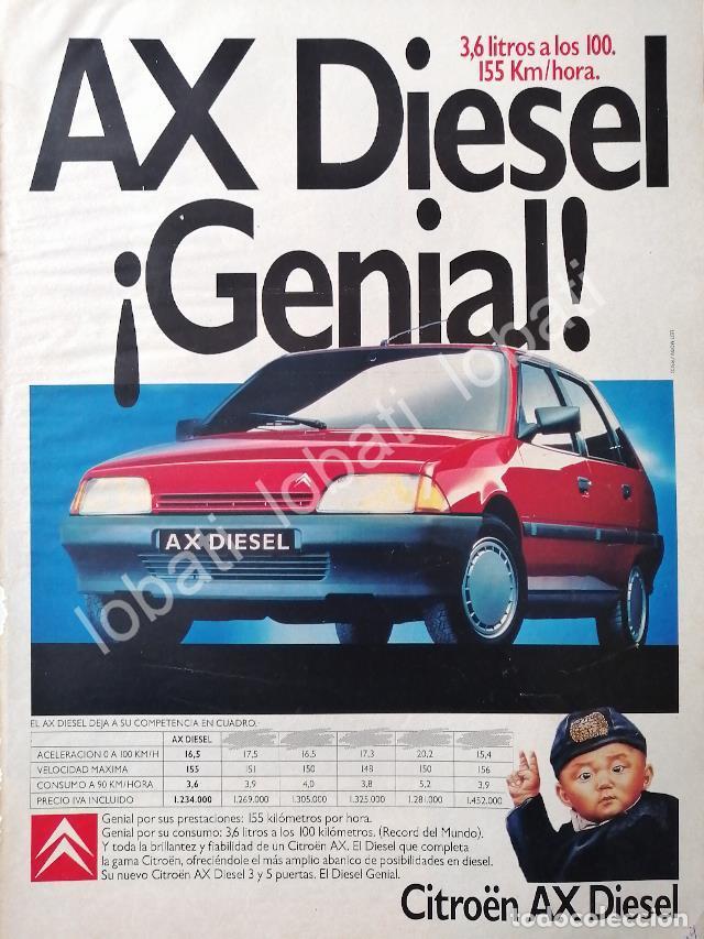Poster collecting: CARTEL ANTIGUO ORIGINAL DE DE AUTOS CITROEN AX DIESEL 1989 /887
