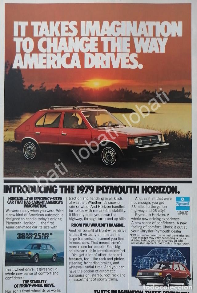 Poster collecting: CARTEL ANTIGUO ORIGINAL DE AUTOS CHRYSLER PLYMOUTH HORIZON 1979 /949