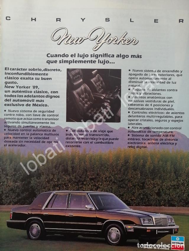 Poster collecting: CARTEL ANTIGUO ORIGINAL DE AUTOS CHRYSLER NEW YORKER 1989 /943