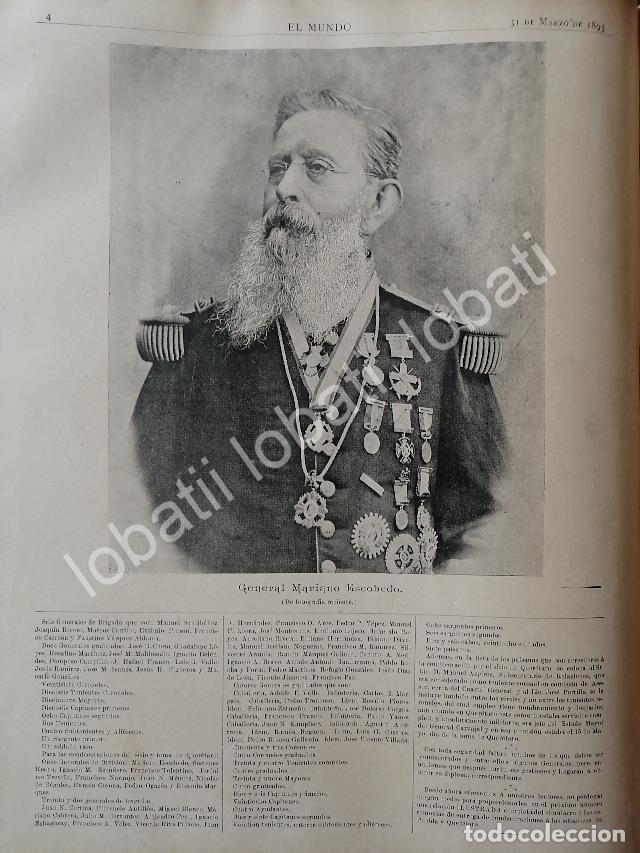 Poster collecting: CARTEL ANTIGUO ORIGINAL DE EL GENERAL. MARIANO ESCOBEDO RECIBE CONDECORACIONES 1895 / MLT
